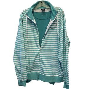 Bundle Track Jacket/Tee Set BAR HARBOR Beach Resort Green Stripe Full Zip XL